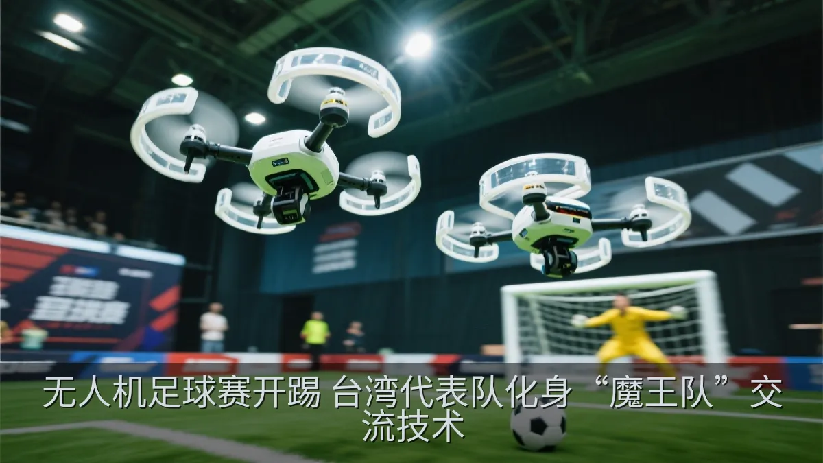无人机足球比赛中的攻防对抗画面